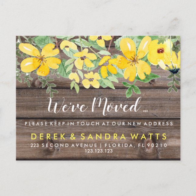 Change of address we have moved house floral announcement postcard (Front)