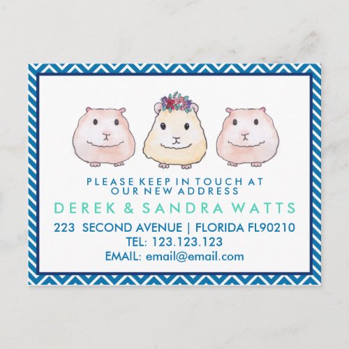 Change of address we have moved house guinea pig announcement postcard