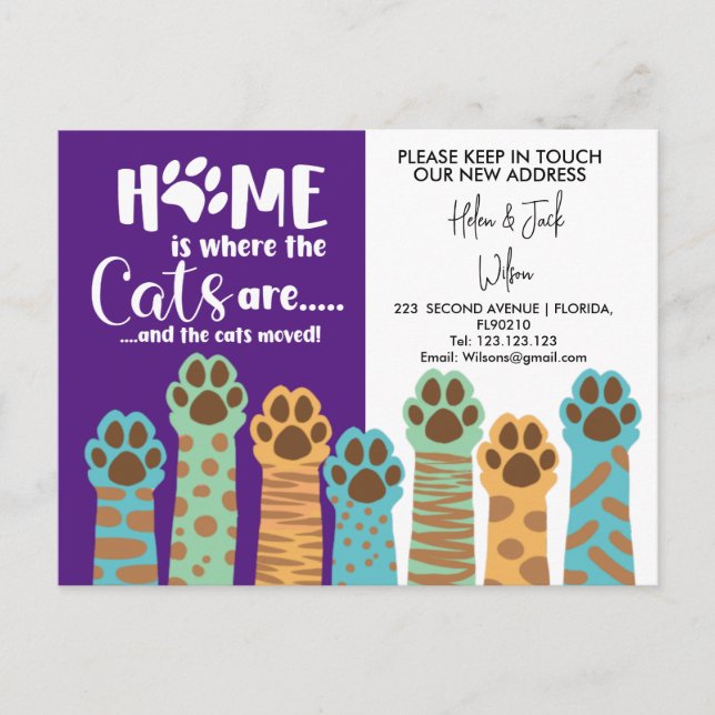 Change of address we have moved house home is cats announcement postcard (Front)