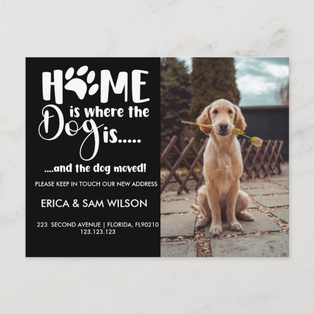 Change of address we have moved house home is dog  announcement postcard (Front)