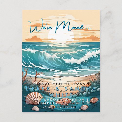 Change of address we have moved sea ocean announcement postcard
