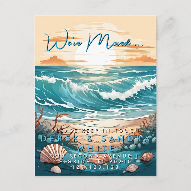 Change of address we have moved sea ocean announcement postcard (Front)