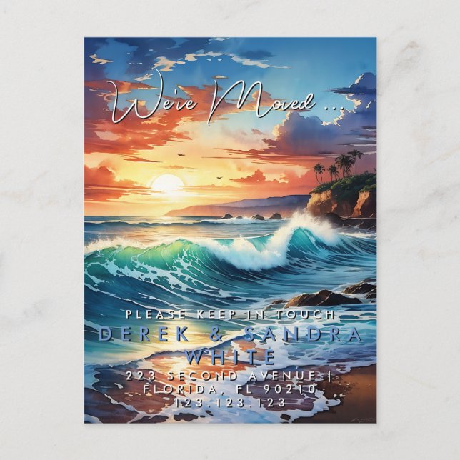 Change of address we have moved sea ocean announcement postcard (Front)