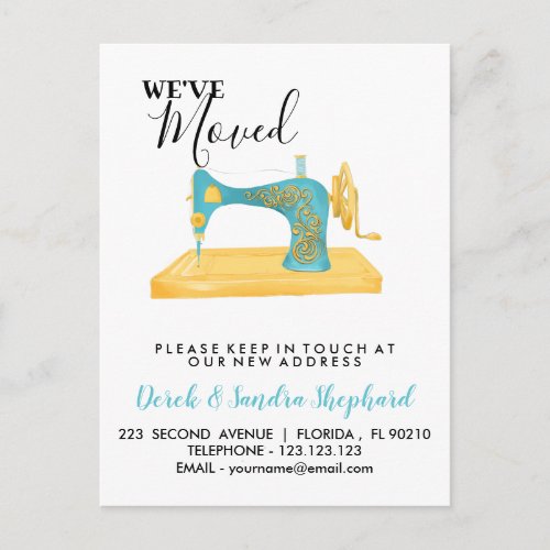 Change of address we have moved sewing machine announcement postcard