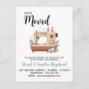 Change of address we have moved sewing machine announcement postcard