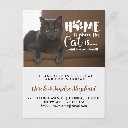 Change of address we have moved with cat announcem announcement postcard