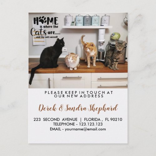 Change of address we have moved with cat announcem announcement postcard