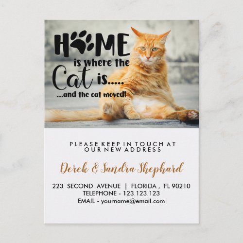 Change of address we have moved with cat announcem announcement postcard