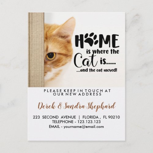 Change of address we have moved with cat announcem announcement postcard