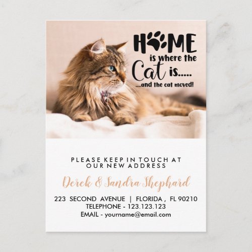 Change of address we have moved with cat announcement postcard