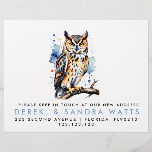 change of address weve moved announcement owl flyer