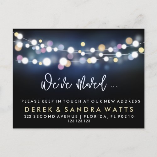 Change of address weve moved house bright lights announcement postcard