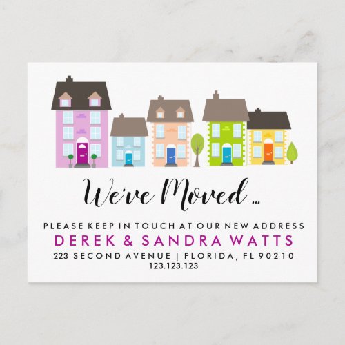 Change of address weve moved house colorful announcement postcard