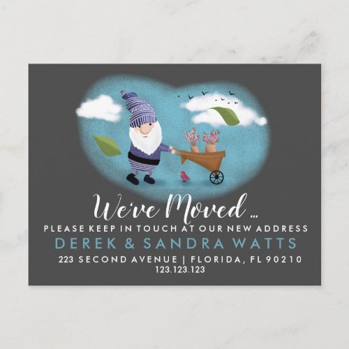 Change of address weve moved house garden gnome announcement postcard
