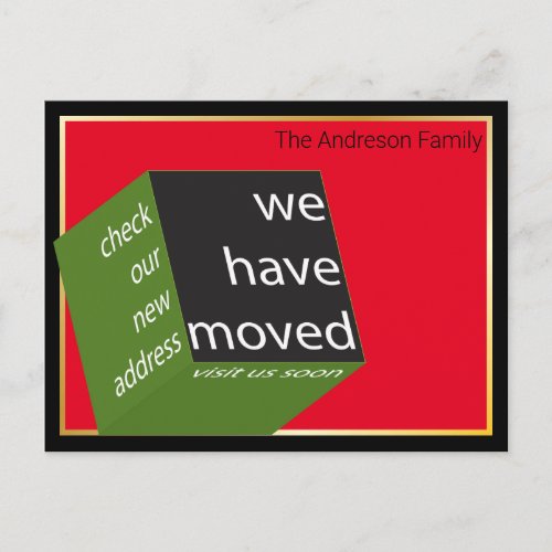 Change of Address Weve Moved New Geometric Cube  Announcement Postcard