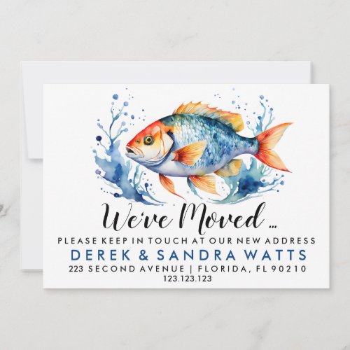 Change of address weve moved watercolor fish invitation