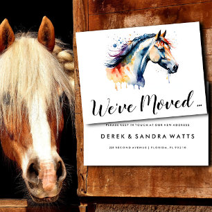 Change of address we've moved watercolor horse business card