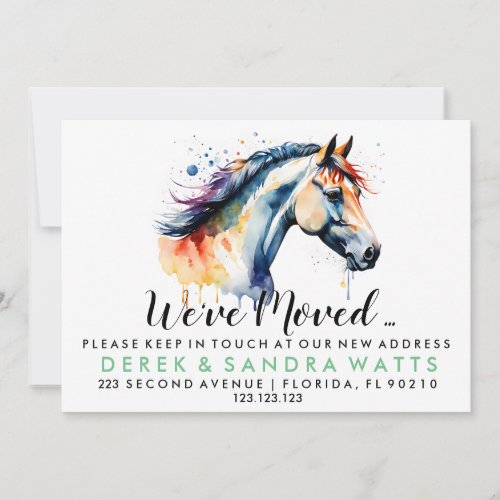Change of address weve moved watercolor horse invitation