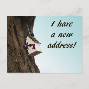 Change of address with birdhouse postcard