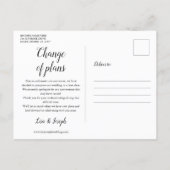 Change of Date Postponed Cancelled Event Announcement Postcard (Back)