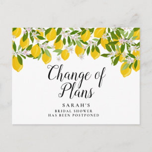 Change of Date Postponed Cancelled Event Lemons Postcard