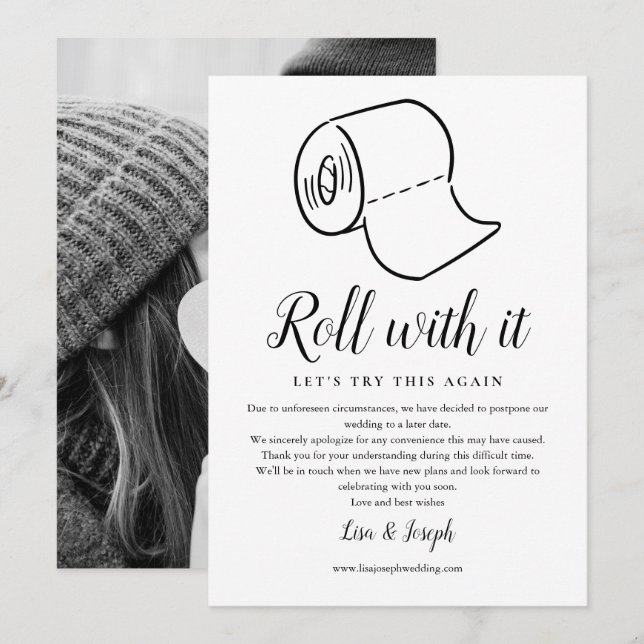 Change of Date Postponed Cancelled Event Photo Invitation (Front/Back)