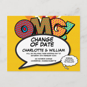 Change of Date Simple Modern Fun Comic Postcard