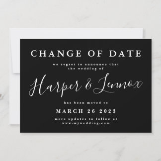 Change of Date Simple Wedding Postponement Save The Date