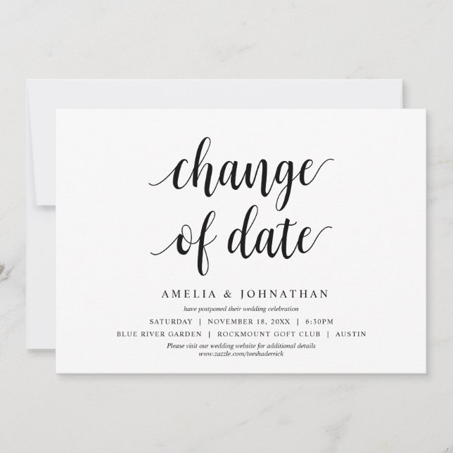 Change of date, Wedding Change the date Card (Front)