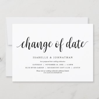 Change of date, Wedding Change the date Invitation | Zazzle