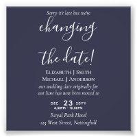 Change of Date Wedding Postponement Photo Invite