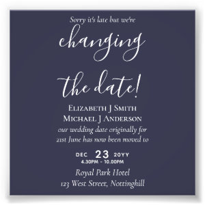 Change of Date Wedding Postponement Photo Invite