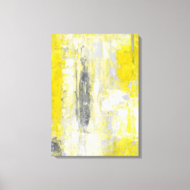 'Change of Mind' Grey and Yellow Abstract Art Canvas Print (Front)