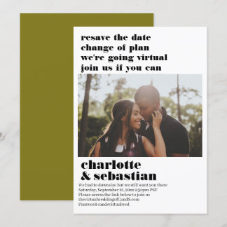 Change of Plan Virtual Wedding Save the Date Photo