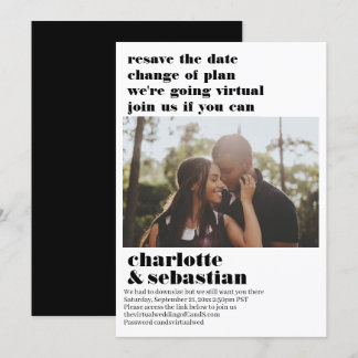 Change of Plan Virtual Wedding Save the Date Photo