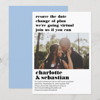 Change of Plan Virtual Wedding Save the Date Photo