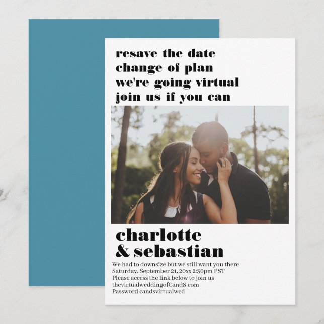 Change of Plan Virtual Wedding Save the Date Photo (Front/Back)
