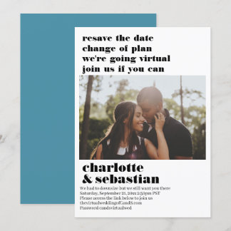 Change of Plan Virtual Wedding Save the Date Photo