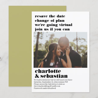 Change of Plan Virtual Wedding Save the Date Photo