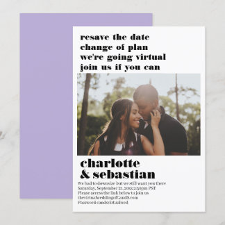 Change of Plan Virtual Wedding Save the Date Photo