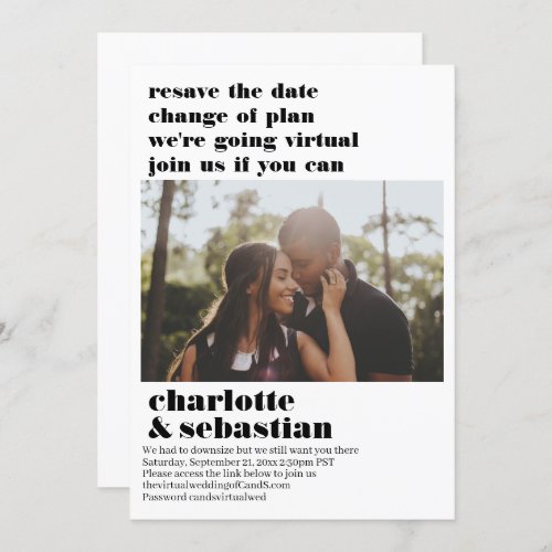 Change of Plan Virtual Wedding Save the Date Photo