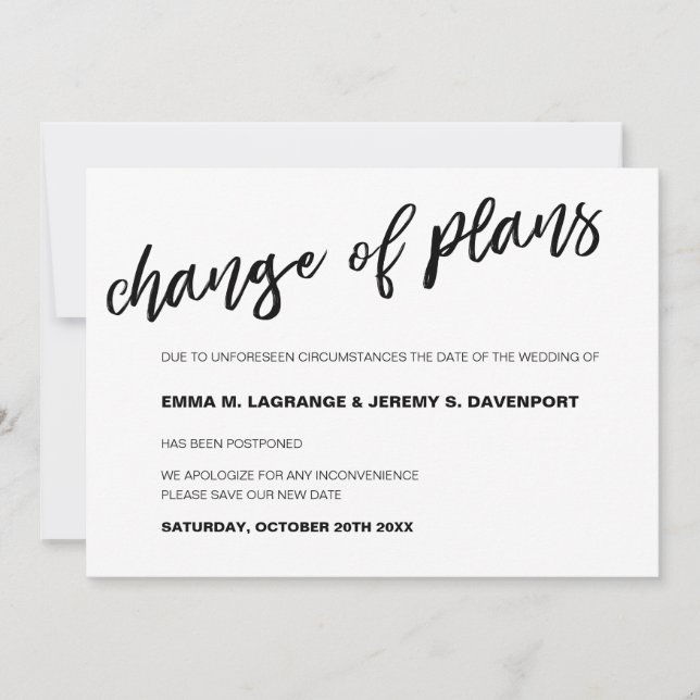 Change of plan wedding date announcement (Front)