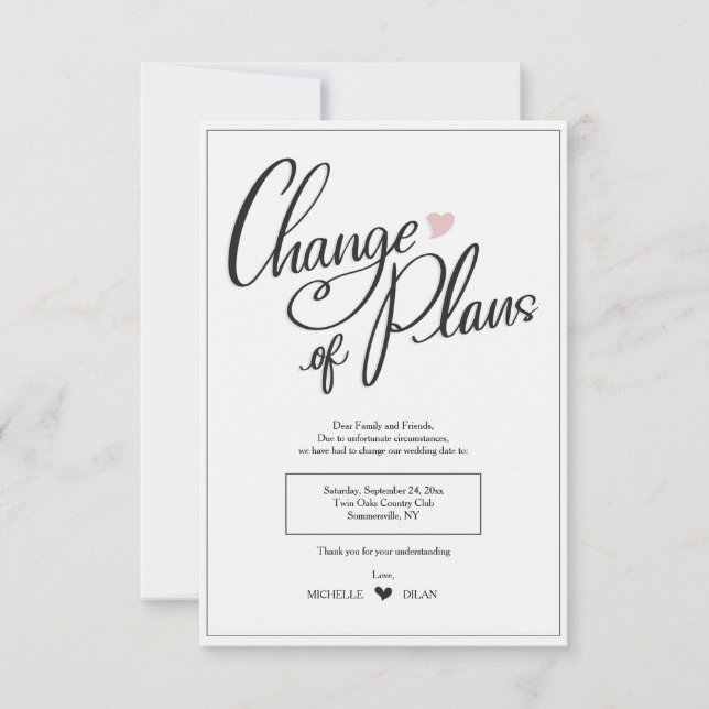 Change of Plans Announcement Card (Front)
