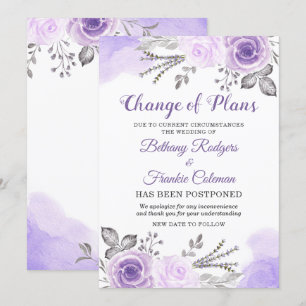Change of Plans Announcement Chic Purple Floral