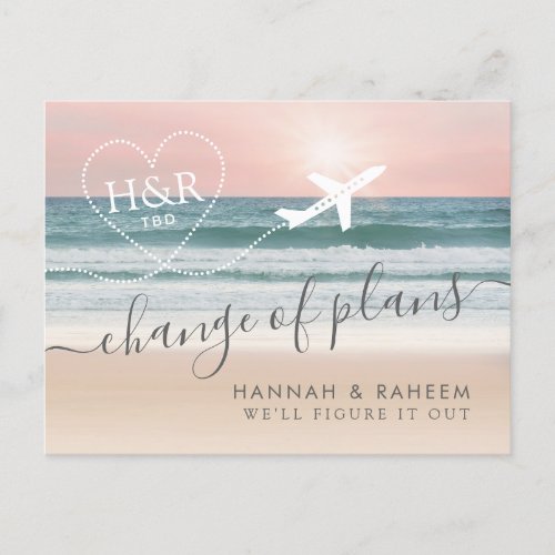 Change of Plans Beach Destination Wedding Postcard