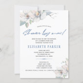 Change of plans blue floral baby shower by mail invitation (Front)