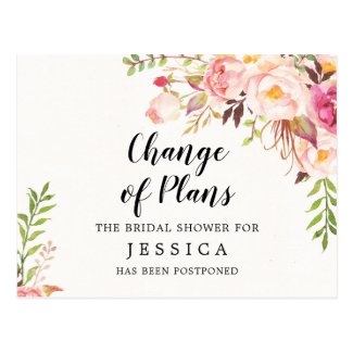 Change of Plans Bridal Shower Postponed Postcard