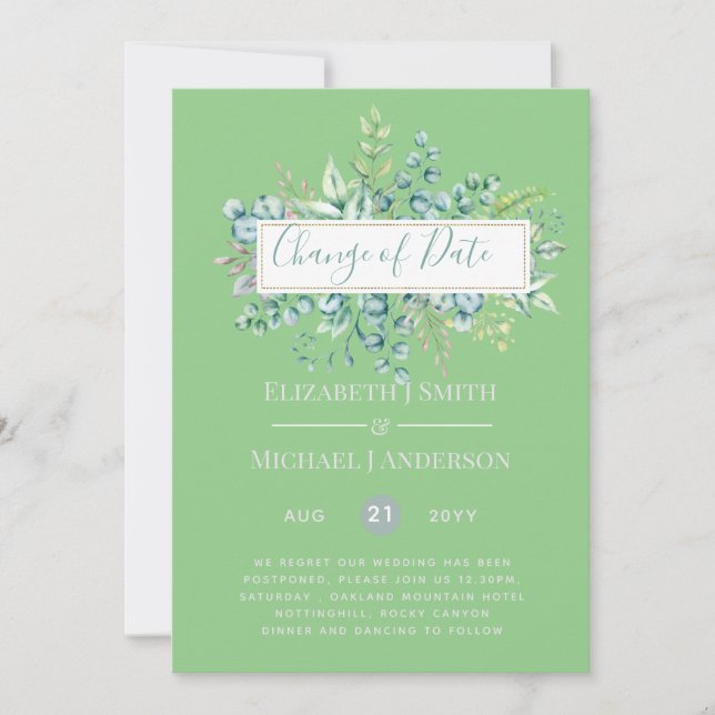 Change of Plans Date Greenery Eucalyptus Event (Front)