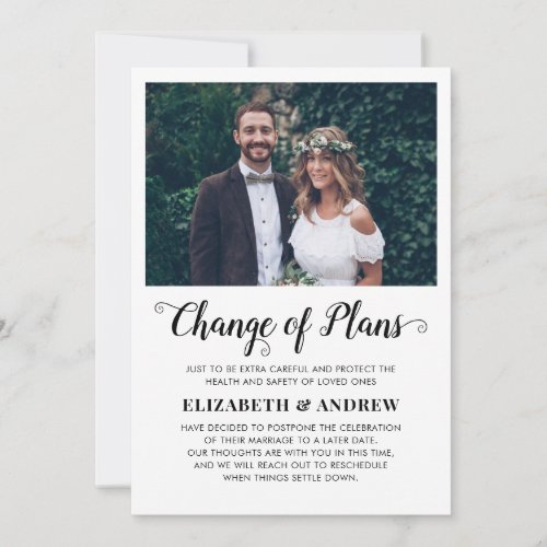 Change of Plans Date Photo Wedding Postponement Announcement