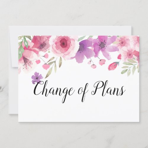 Change of Plans Date Postponed Floral Roses Invitation